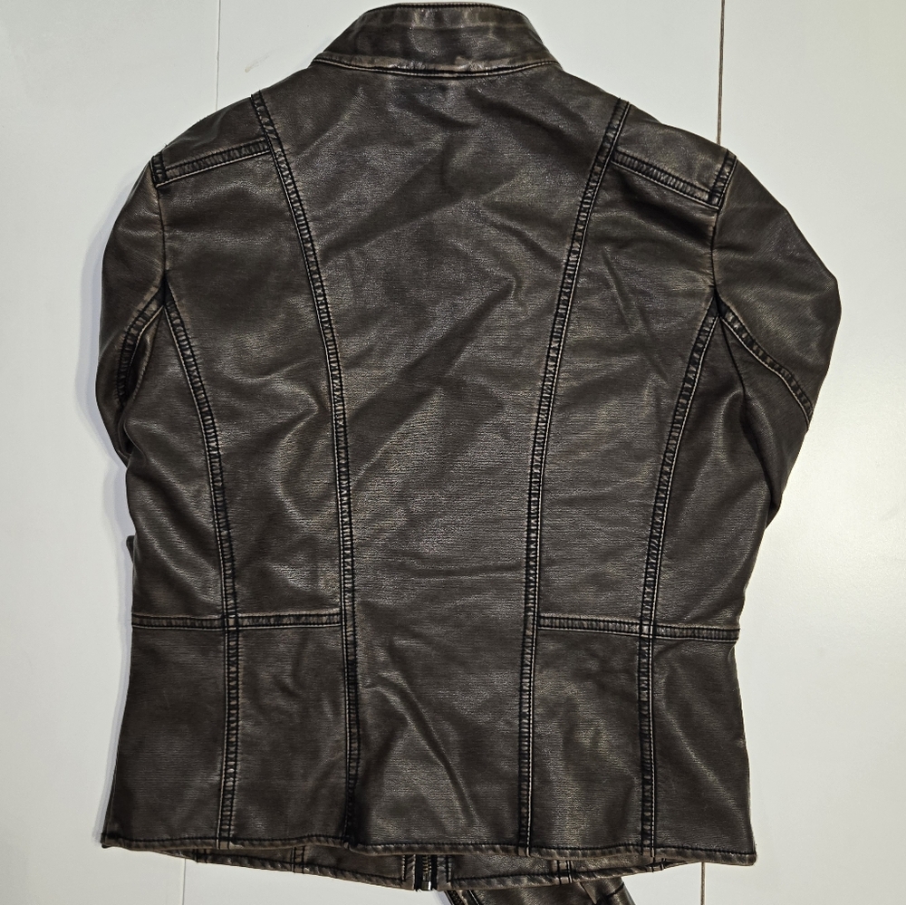 ⚠️Brown Faux Leather Jacket - Picture 3 of 9